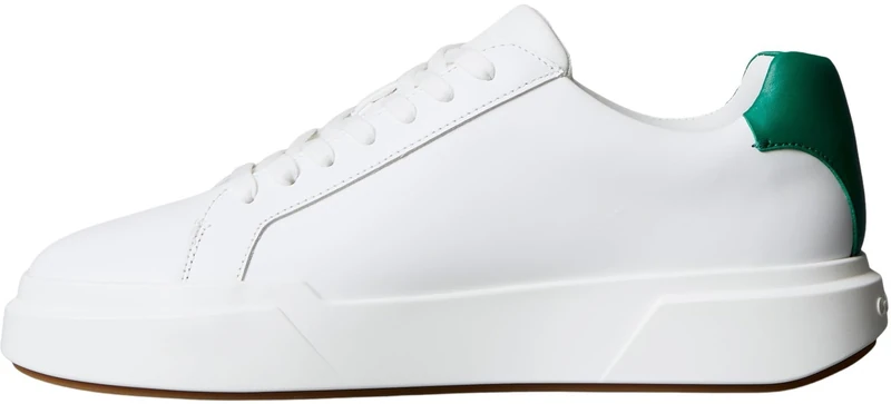Calvin Klein Men’s Chunky Lace-up Leather Cupsole Trainers, White (Bright White/Lush Meadow/Beluga), 10