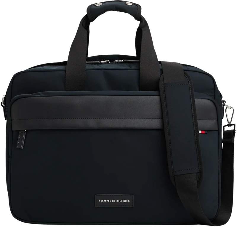 Tommy Hilfiger Men's TH NYLON WORKBAG AM0AM13619 Computer Bag, Black (Black), One Size