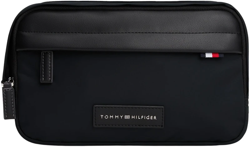 TOMMY HILFIGER Men's TH Nylon WASHBAG AM0AM13746 Washbag, Black (Black), One Size