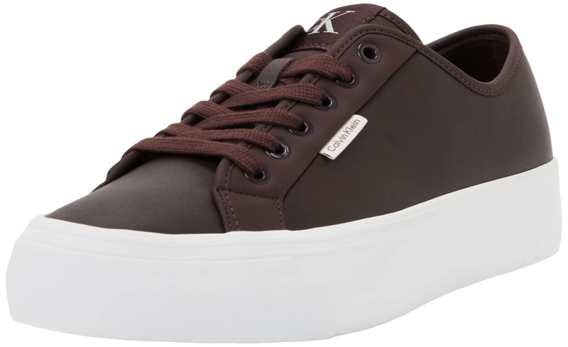 Calvin Klein Women’s Low Top Lace-up Vulcanised Trainers, Red (Bordeaux), 8
