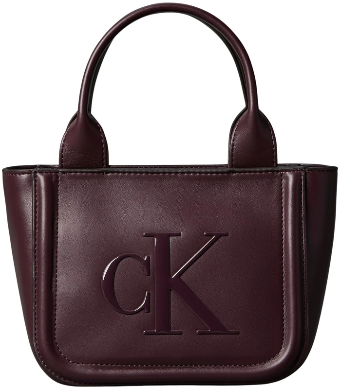 Calvin Klein Women's Bold Small Tote Bag with Logo, Red (Fudge), One Size
