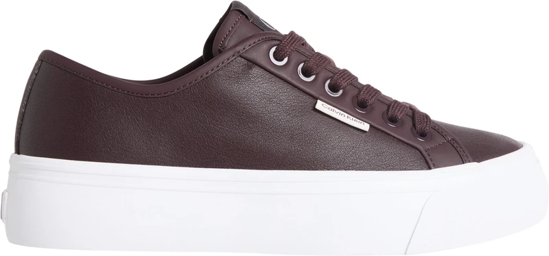 Calvin Klein Women’s Low Top Lace-up Vulcanised Trainers, Red (Bordeaux), 8.5