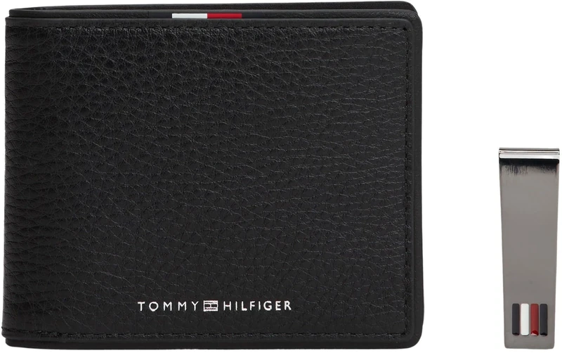 Tommy Hilfiger Men's TH Corp MINI CC Wallet & Clip AM0AM13607 Gift Pack, Black (Black), One Size