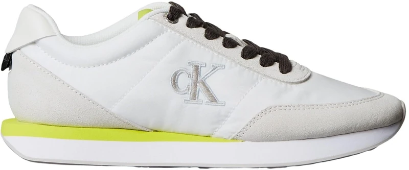 Calvin Klein Women’s Low Top Retro Lace-up Runner Trainers, Multicolor (White/Evening Primrose/Lily White), 8