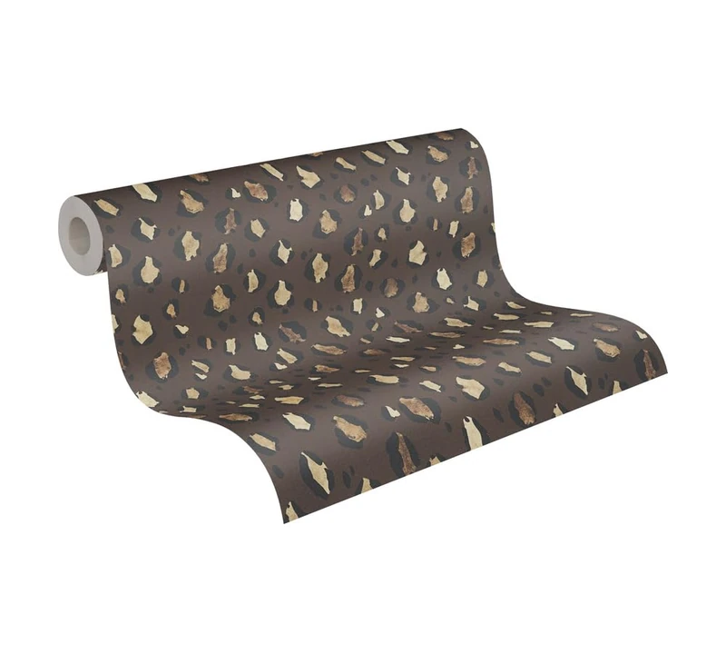 Livingwalls Anna D'Andrea Non-Woven Wallpaper Animal Wallpaper 10,05 m x 0,53 m - Brown, Beige, Black - Leopard Print Wallpaper - 782163