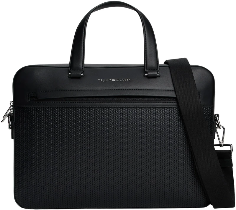 Tommy Hilfiger Men's TH WOVEN COMPUTER BAG AM0AM13660 Computer Bag, Black (Black), One Size