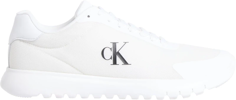 Calvin Klein Women’s Sporty EVA Mesh Runner Trainers, White (Bright White/Black), 8.5