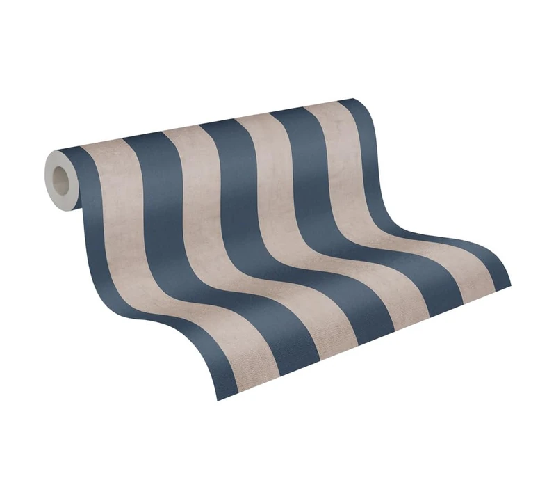 Livingwalls Anna D'Andrea Striped Non-Woven Wallpaper 10,05 m x 0,53 m - Blue, Beige - Striped Wallpaper - 782265