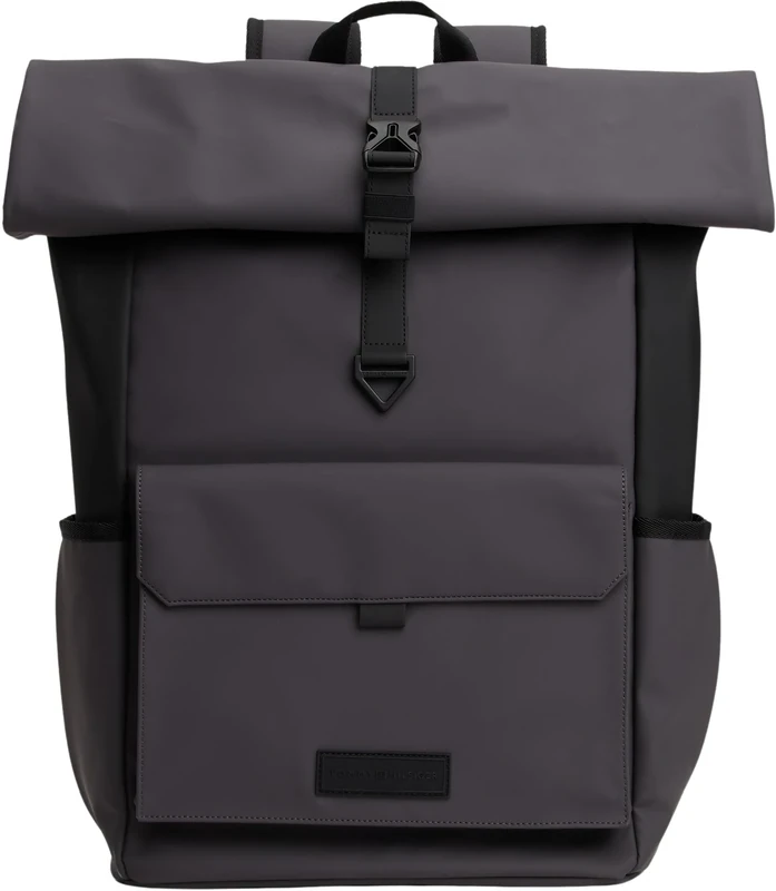 Tommy Hilfiger Men's TH SEASONAL PU ROLLTOP BACKPACK AM0AM13644 Backpack, Grey (Charcoal Gray), One Size