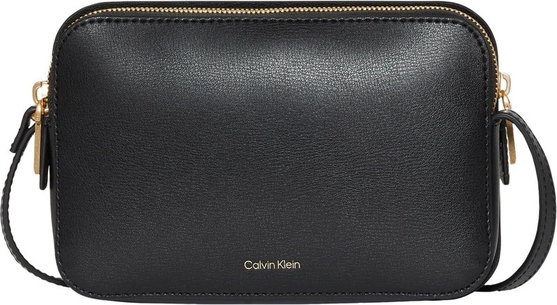 Calvin Klein Women's FOIL LOGO ELONGATED CAMERA BAG LV04F3276G Crossover, Black (Black/Toasted Coconut), One Size
