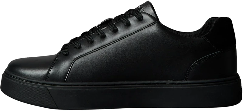 Calvin Klein Men’s Classic Lace-up Leather Cupsole Trainers, Black (Triple Black), 5
