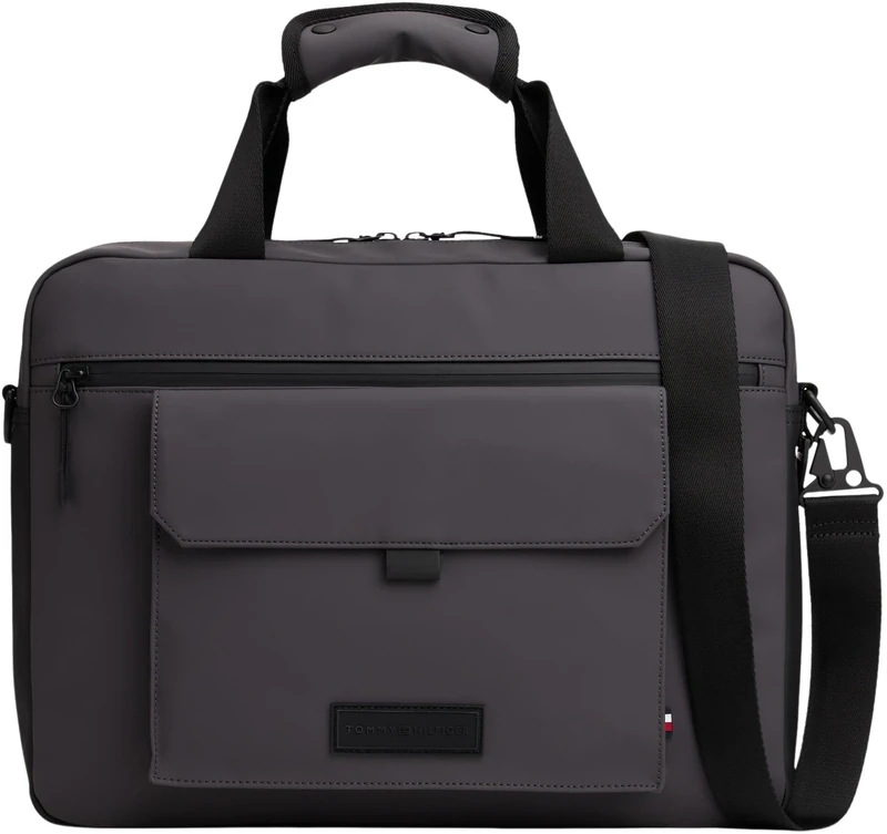 Tommy Hilfiger Men's TH SEASONAL COMPUTER BAG AM0AM13646 Computer Bag, Grey (Charcoal Gray), One Size