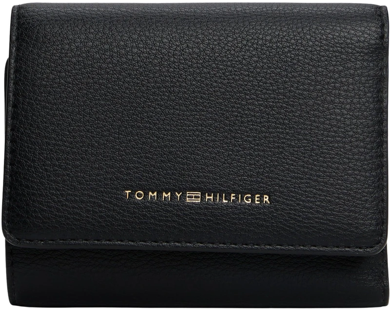 Tommy Hilfiger Women's TH Flag Trifold AW0AW17740 Trifold Wallet, Black (Black), One Size
