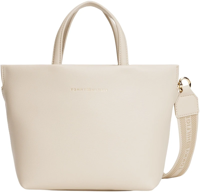 Tommy Hilfiger Women's TH LOGOTAPE MINI TOTE AW0AW17694 Tote, Beige (Classic Beige), One Size