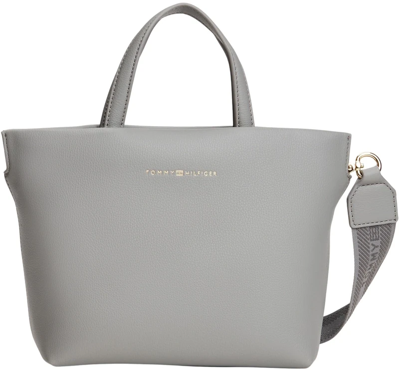 Tommy Hilfiger Women's TH LOGOTAPE MINI TOTE AW0AW17694 Tote, Grey (Universal Grey), One Size