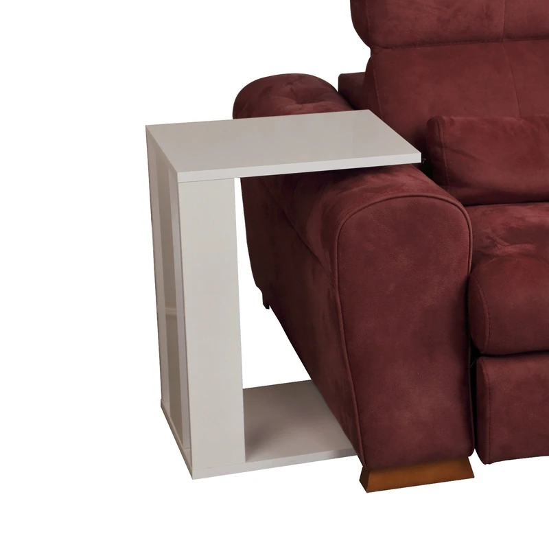 Hanah Home Elegant White Side Table with Hidden Casters, 35 x 61 x 45 cm, 100% Melamine Coated Particle Board, 18 mm Thick, Perfect for Modern Living Spaces