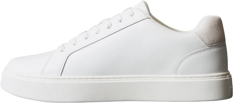 Calvin Klein Men’s Classic Lace-up Leather Cupsole Trainers, White (Triple Bright White), 10