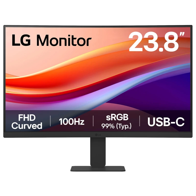 LG MONITOR 24U421A – Curved FHD 1080p VA 24 inch, 100Hz, 5ms, Computer desktop display, Flicker safe & Reader Mode, USB-C, HDMI, Matte Black