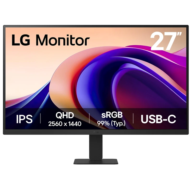 LG Monitor 27U631A - QHD 1440p IPS 27 inch, 100Hz, 5ms, Computer desktop display, Flicker safe & Reader Mode, USB-C, HDMI, Matte Black