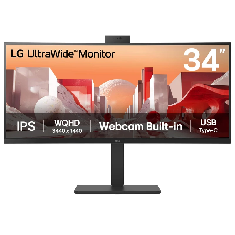 LG Electronics Curved UltraWide Monitor 34BA85QE, 34 Inch, QHD 1440p, 60Hz, 5ms Response Time, IPS Panel, HDMI, DisplayPort, USB-C (Black)