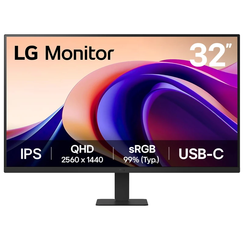 LG Monitor 32U631A - QHD 1440p IPS 32 inch, 100Hz, 5ms, Computer desktop display, Flicker safe & Reader Mode, USB-C, HDMI, Matte Black