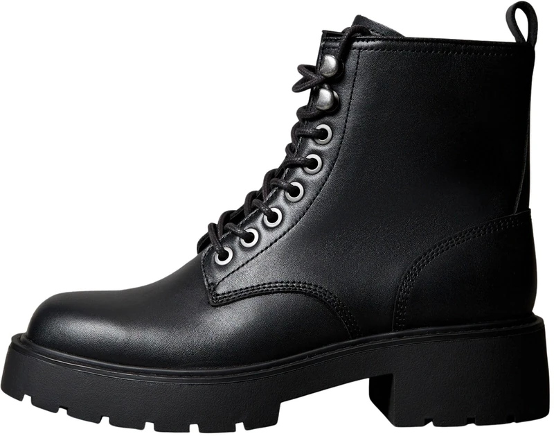 Calvin Klein Women's Chunky Lace-up Ankle Boots with Zip, Black (Ck Black), 8