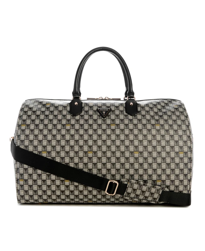 GUESS G-Wave Weekender Duffle, Black Logo, 19.69” x 10.24” x 12.2”, Polyurethane Cover