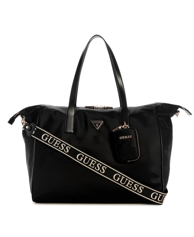 GUESS Unisex's Follie Carry on Large Tote Luggage, Black, 15.5 Inches