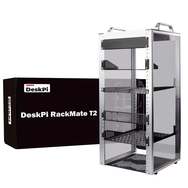 GeeekPi DeskPi RackMate T2, 10 Inch 12U Server Cabinet, 260mm Depth Mini Rack with Rack Shelf, SBC Shelf & Blank Panel, for 10 Inch AV, NAS and Server Equipment (Black)