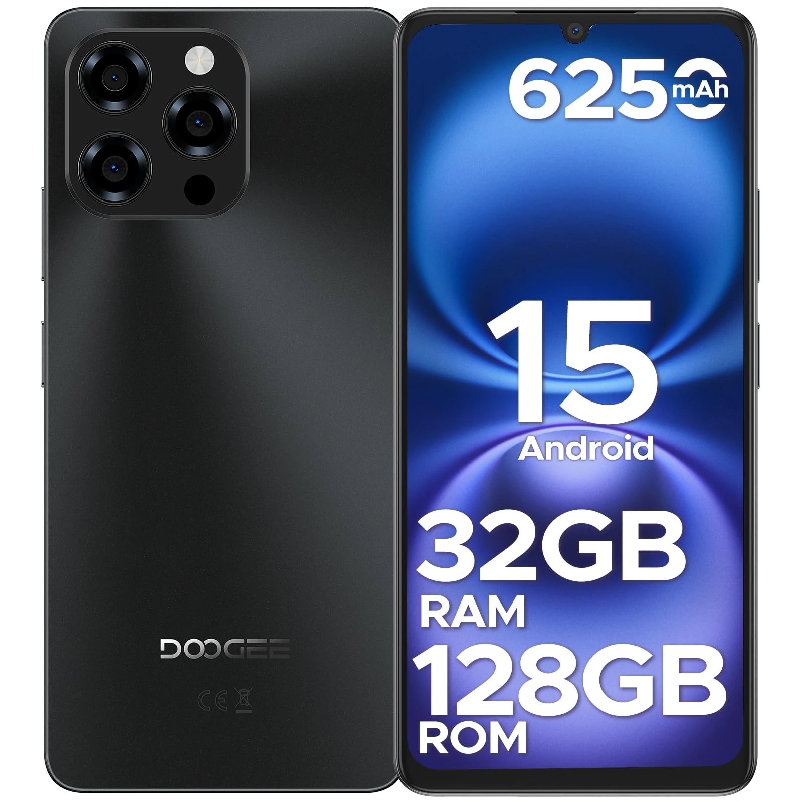 DOOGEE Note 58 Mobile Phones, (2025) Newest Android 15 Phone, 6250mAh 32GB+128GB/2TB Smart Phone, 6.75" HD+, 16MP+8MP, 4G Dual SIM Free Unlocked Mobile Phones, Face ID, Widevine L1, 5G WiFi/OTG/NFC