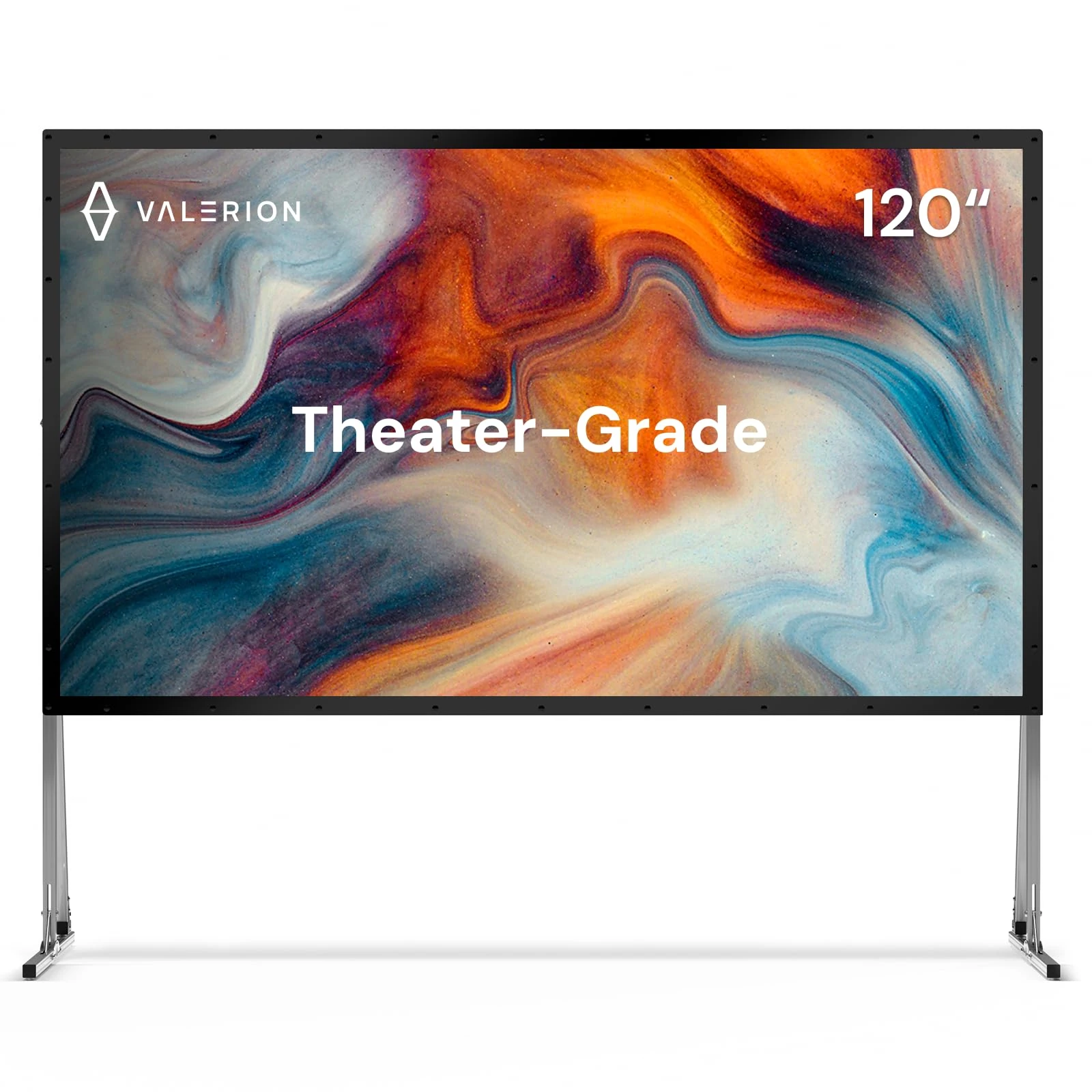 Valerion 120" Outdoor Projector Screen with Stand – 3-Min Setup, Wheeled Carry Bag, 4K/8K UHD Support, Freestanding, Portable Alloy Frame, 16:9 HD, Lightweight for Camping, Backyard, Home Theater