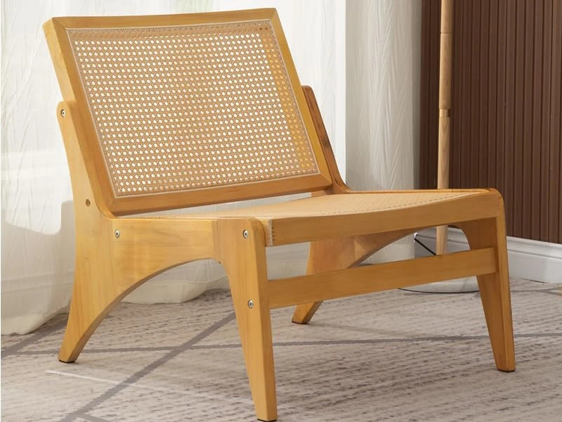 Panana Rattan Accent Chair Mid-Century Modern Chair Lounge Chair with Solid Wood Frame (Natural - Armless Rattan)