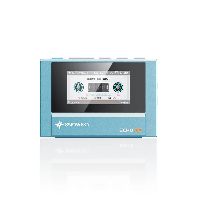 SnowSky/FiiO Echo Mini HiFi Bluetooth MP3 Player, 15Hours Playback, Independent Volume Control with 3.5mm/4.4mm Headphones Outputs (Sky Blue)