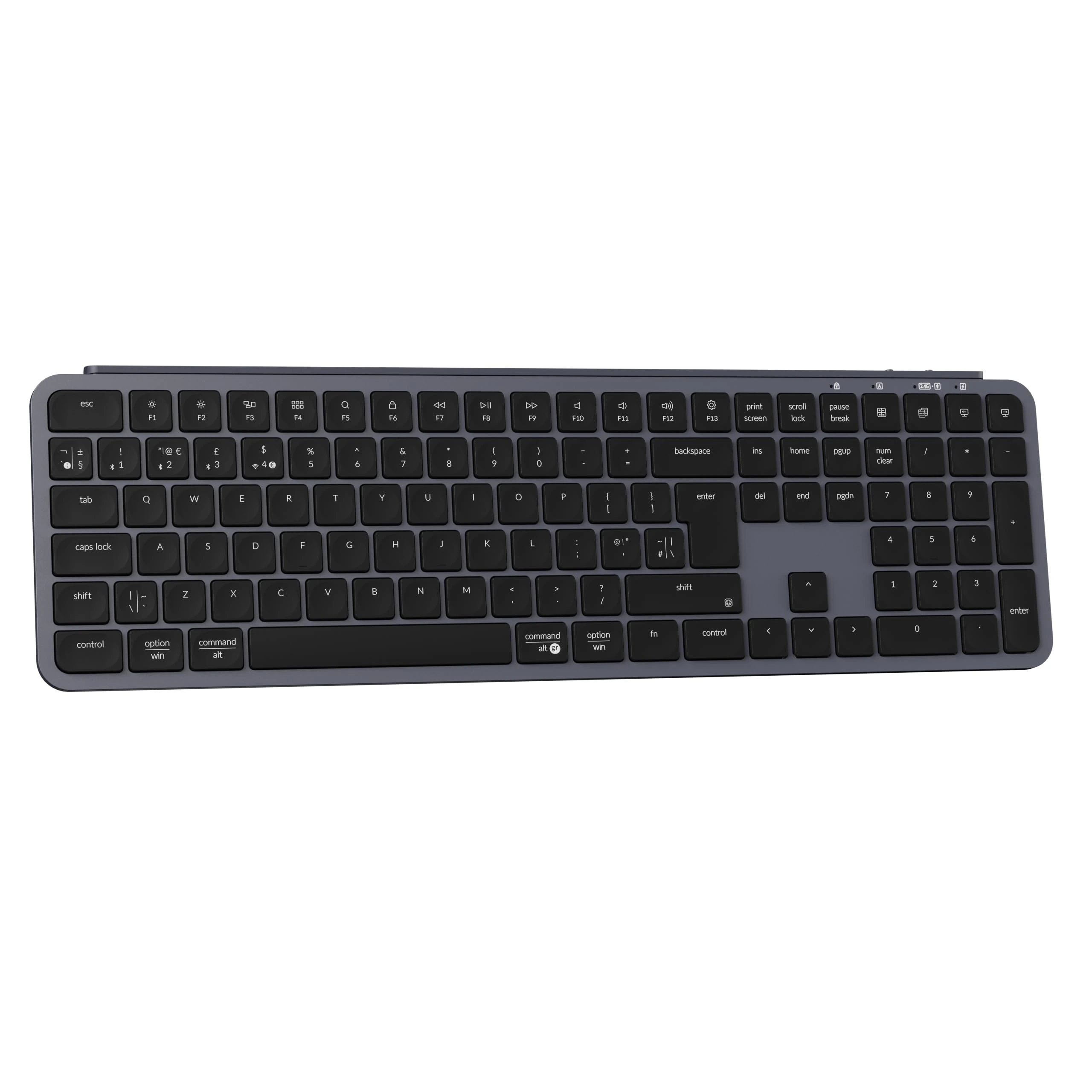 Keychron B6 Pro Quiet Key Full Size Ultra-Slim Wireless Keyboard, ZMK Programmable Bluetooth 5.1/2.4 GHz/Wired with Ultra-Long Battery Life Low Profile for Mac Win Linux System - Space Gray(UK Layout)