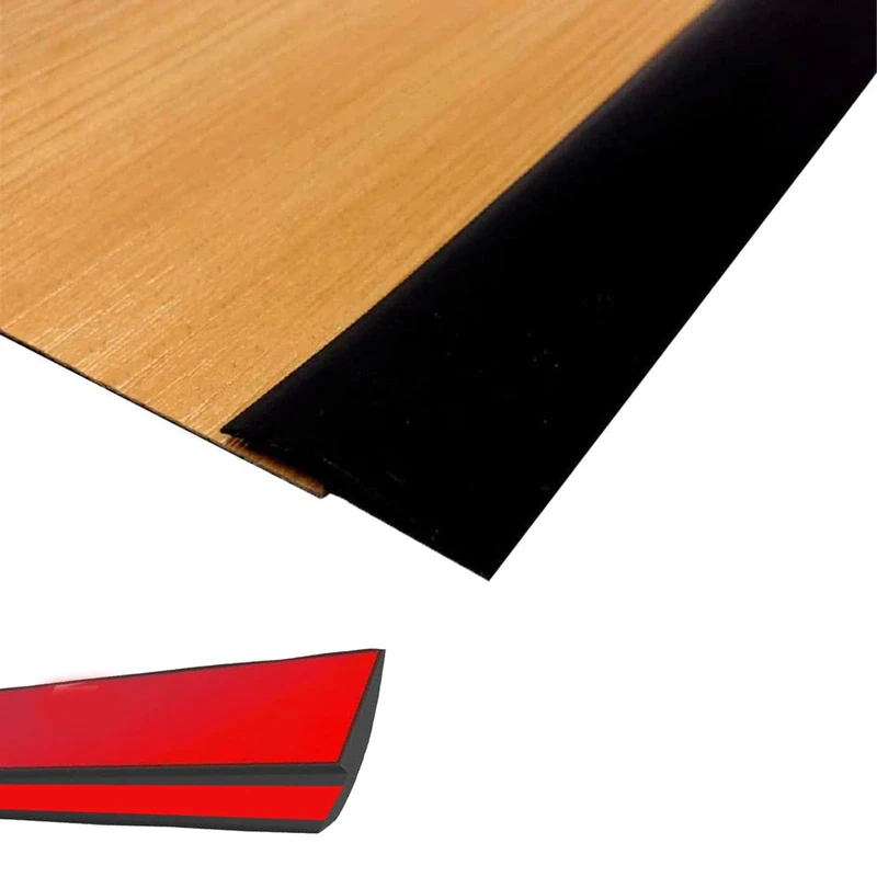2M Black Transition Profile for Floors,Self Adhesive Threshold Cover Strip,PVC Rubber Carpet Edge Laminate Door Floor Edging Trim,Floor Joining Threshold Bars(5mm,Two Backing Adhesive)