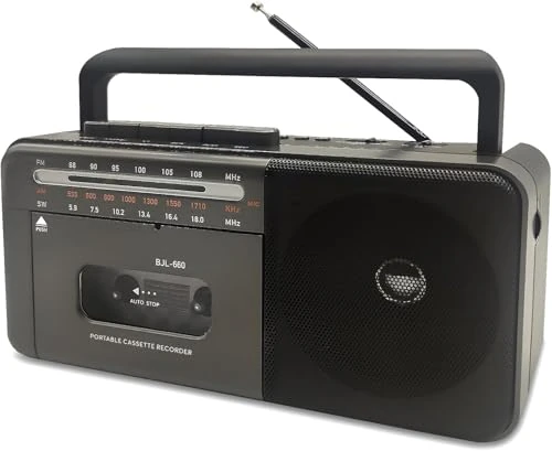 Kassettenspieler Bluetooth Boombox, Tape Recorder AM/FM/SW Radio Stereo Tape Player/Recorder mit großem Lautsprecher und Kopfhöreranschluss, USB/TF/MP3 Tape Player AC betrieben oder