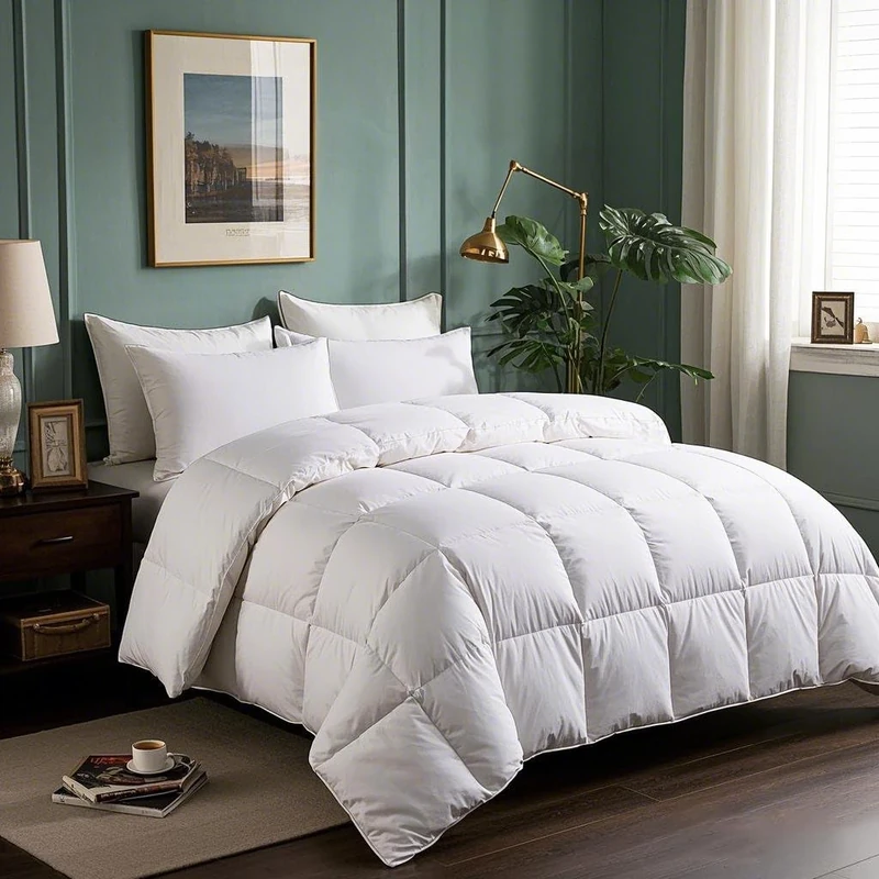 Serta Goose Feathers Down Fiber Comforter King Size Duvet Insert,100% Cotton, Hotel Luxury Hypoallergenic Comforter All Season Medium Warmth 106 x 90 in White