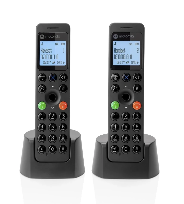Motorola DOT212 Cordless Landline House Phone, Home Phone, Nuisance Call Blocking, Answer Machine, LCD Backlit Display, Twin Handset Pack