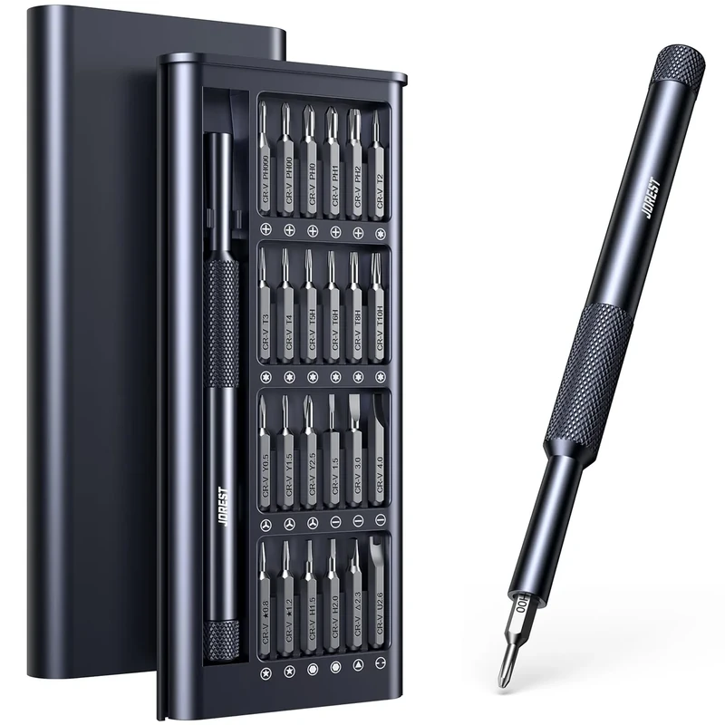 JOREST 25-in-1 Precision Screwdriver Set, Mini Repair Tool Kit with Torx for MacBook, Computer, Laptop, iPhone, PS5, Xbox, Switch, Glasses, Watch, Ring Doorbell, Electronic, Small Gift Gadget for Men