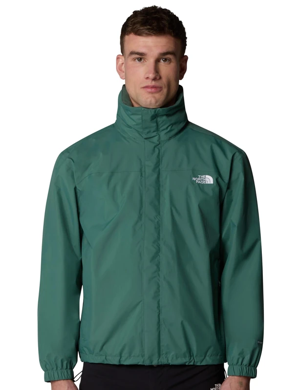 THE NORTH FACE - Men's Resolve Jacket Shell - Breathable, Waterproof Hiking & Camping Jacket & Windbreaker with Adjustable Hood - Duck Green, S