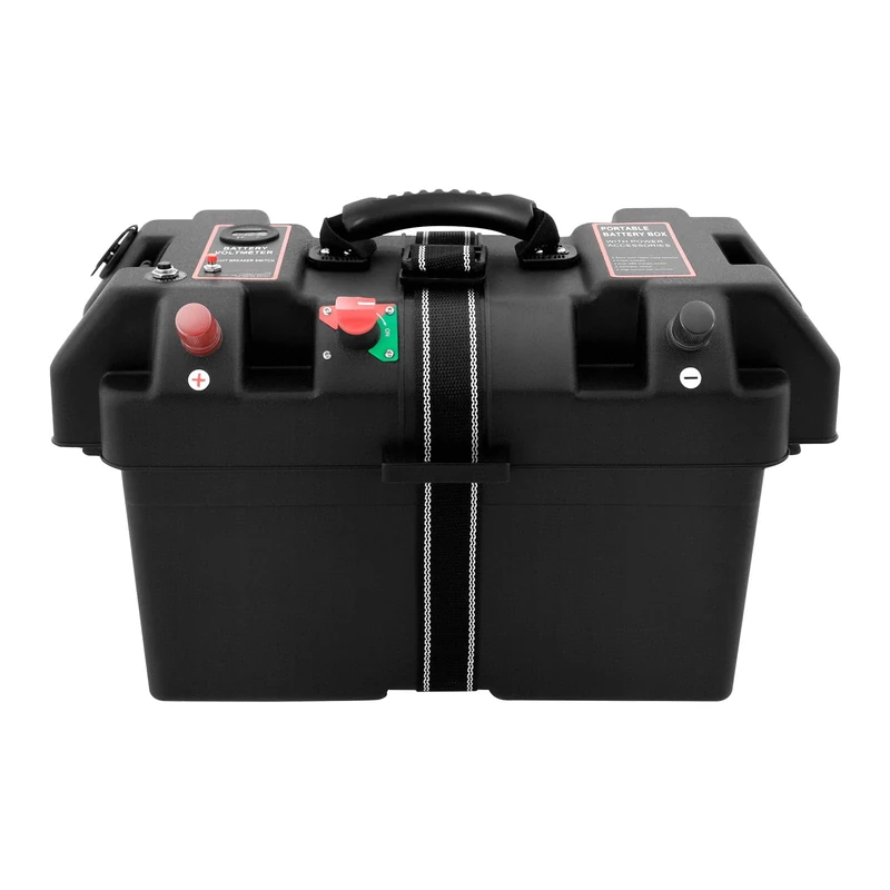 wanwanper Multi-functional Battery Box, Portable Large Leisure Battery Case with Strap & Dual USB, Overload Protection, for RV Caravan, Camper And Boat Motorhome