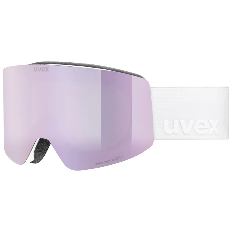 Uvex Provoqe Fm - Ski Goggles For Adults - Filter Category 3 - Contrast Enhancing - White Matt Dl/Rose-Clear - One Size