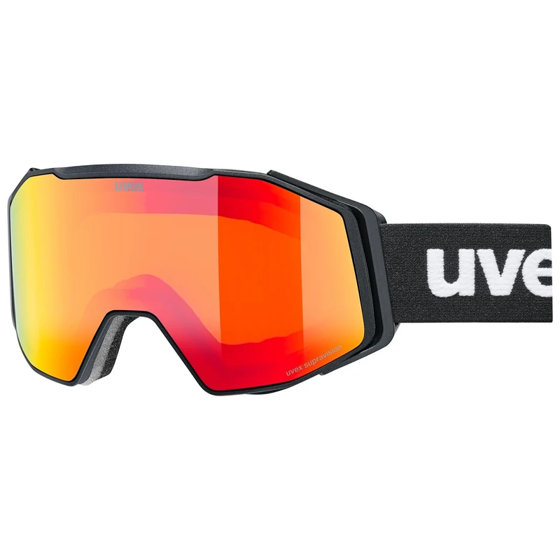 Uvex Gravity Fm - Ski Goggles For Adults - Filter Category 2 - Contrast Enhancing - Black Matt Dl/Red-Orang - One Size