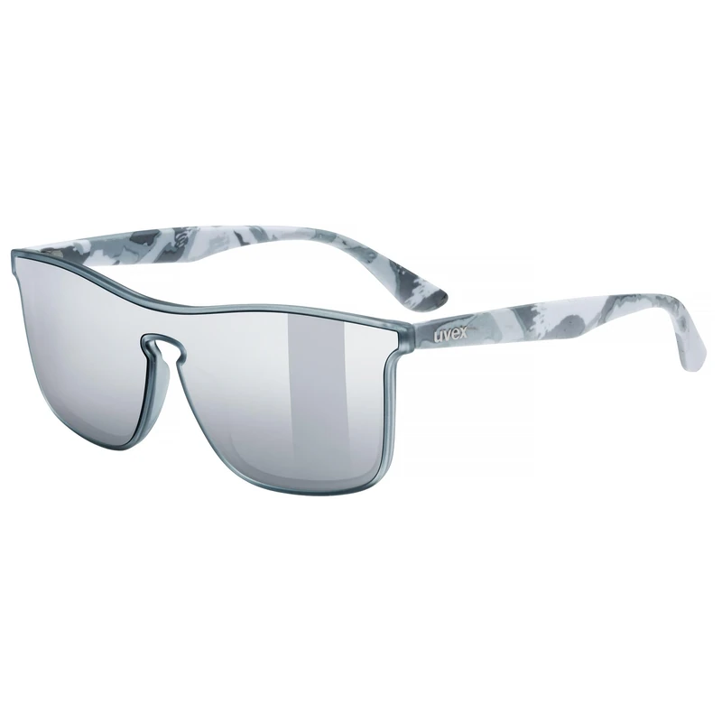 Uvex heyday - sports glasses for adults - strong UV protection - contrast enhancing - gray camo/silver mirror - one size