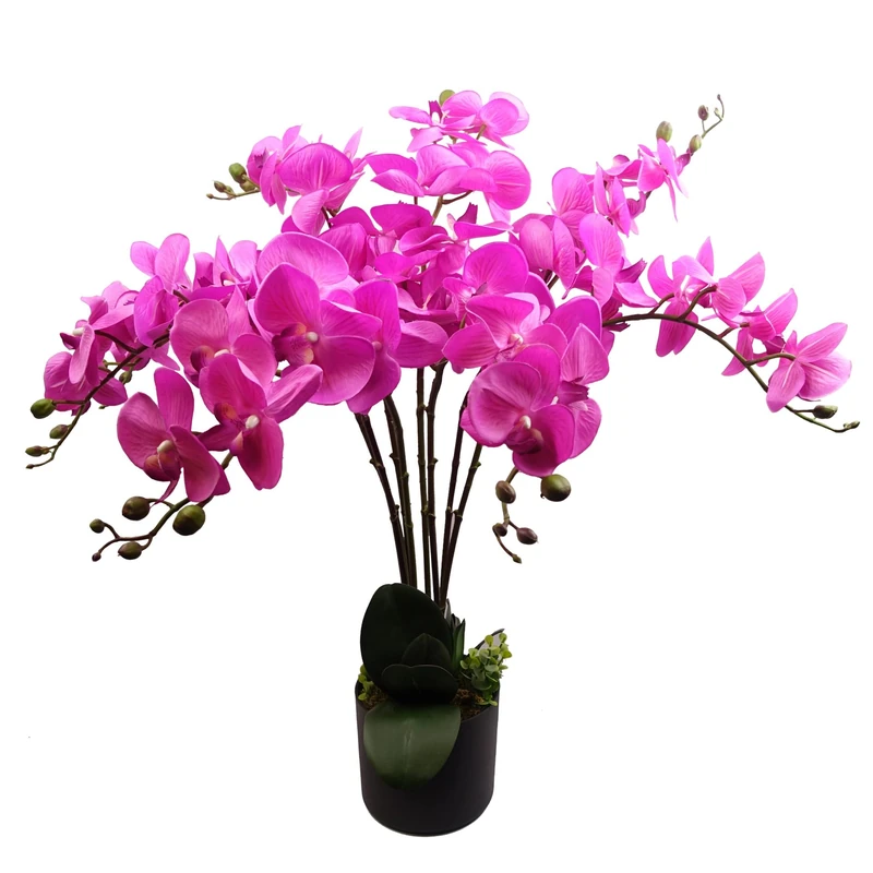 Leaf Design UK Realistic Artificial Orchid Flower Display in Pot, 85cm