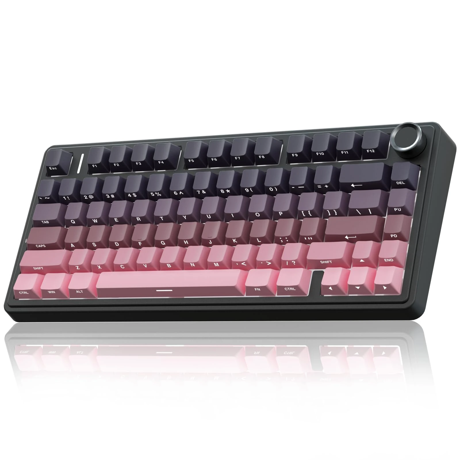 AULA F75 75% Wireless Mechanical Keyboard,2.4Ghz/Type-C/BT5.0 Gaming Keyboards,Advanced Structure,Side Engraved,RGB Backlight,Hot Swappable Custom Keyboard for PC/Mac (Black&Pink)
