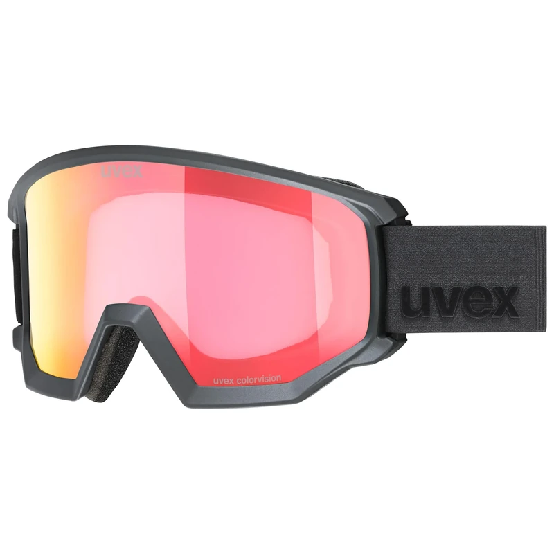 Uvex Athletic Cv - Ski Goggles For Adults - Filter Category 2 - Contrast Enhancing - Black Matt Sl/Red-Purple - One Size