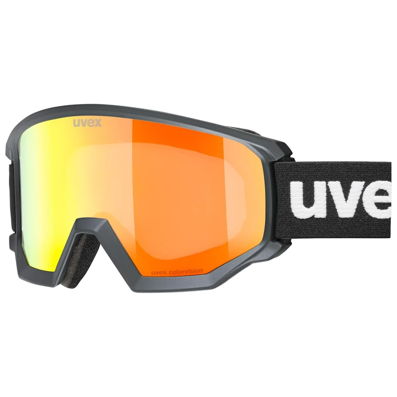 uvex athletic CV - Ski Goggles For Adults - Filter Category 2 - Contrast Enhancing - Black M Sl/Orange-Green - One Size