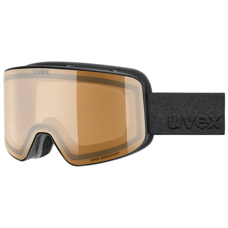 Uvex Pyrit P - Ski Goggles For Adults - Filter Category 2 - Contrast Enhancing - Black Matt Dl/Pola-Clear - One Size