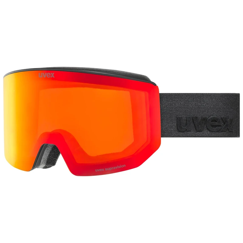Uvex Lace Attract - Ski Goggles For Adults - Filter Category 2 - Contrast Enhancing - Black M Dl/Fm Red-Oran - One Size